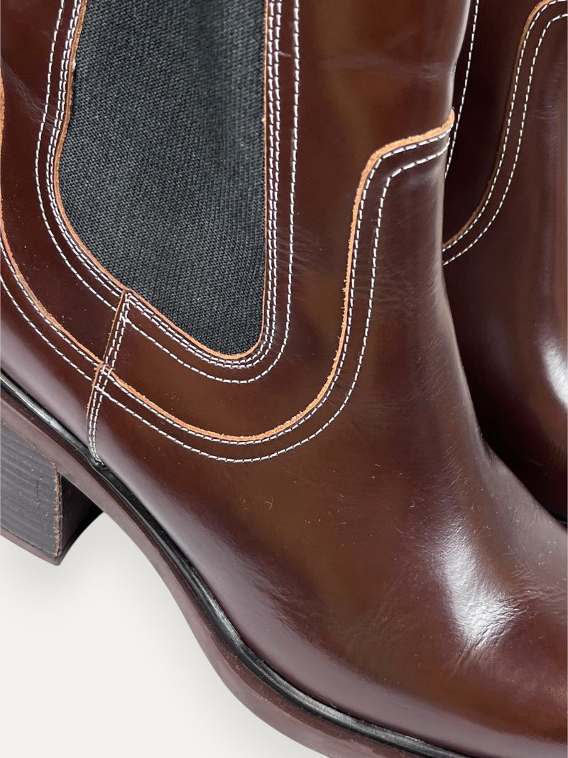 Heeled Brown Leather Chelsea Boots