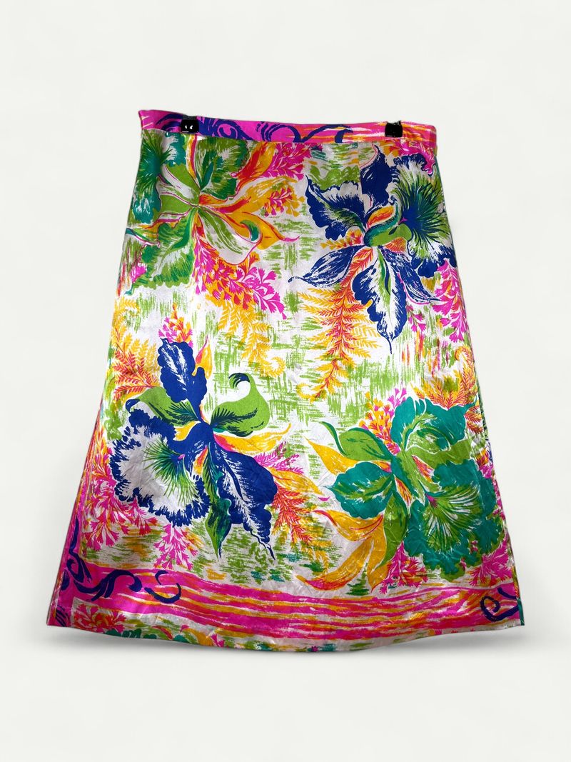 Patterned Silk Midi Skirt