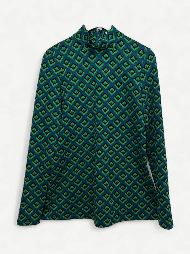 Blue & Green Long Sleeve Top