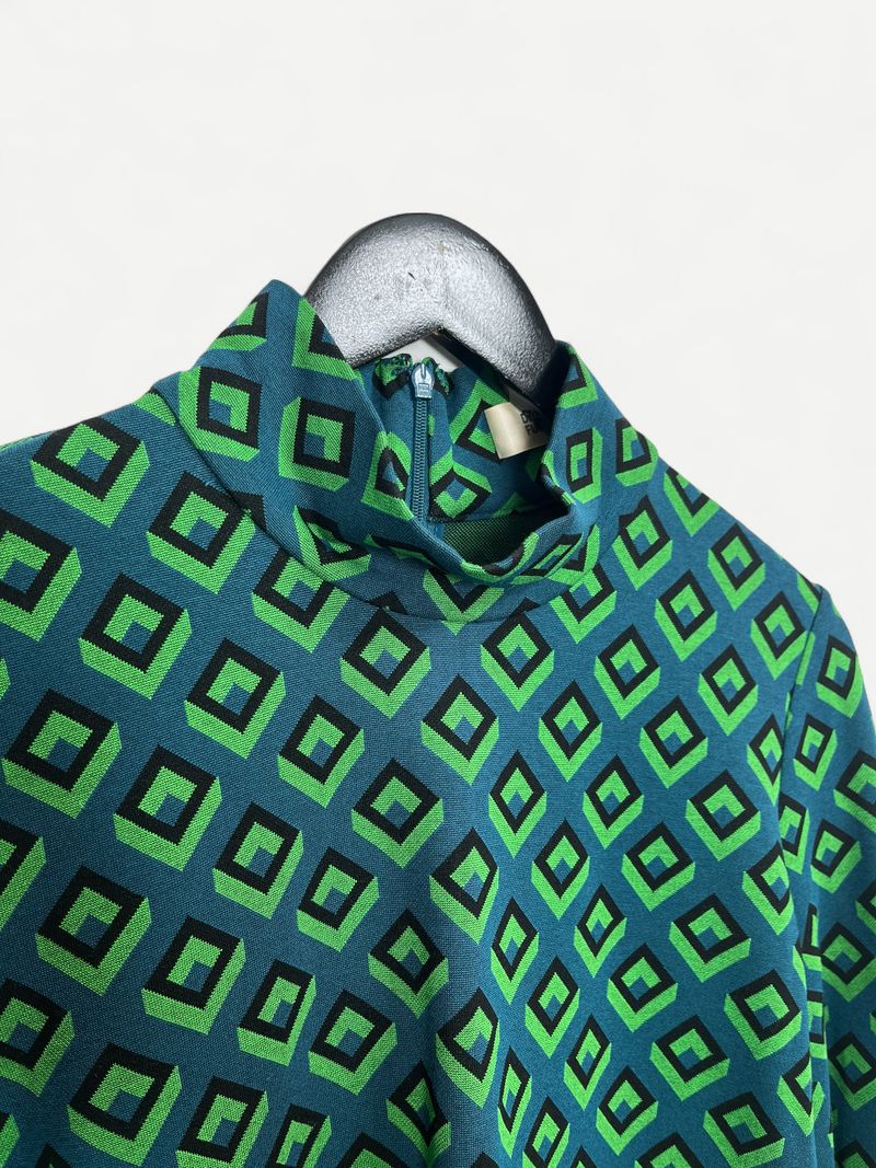 Blue & Green Long Sleeve Top