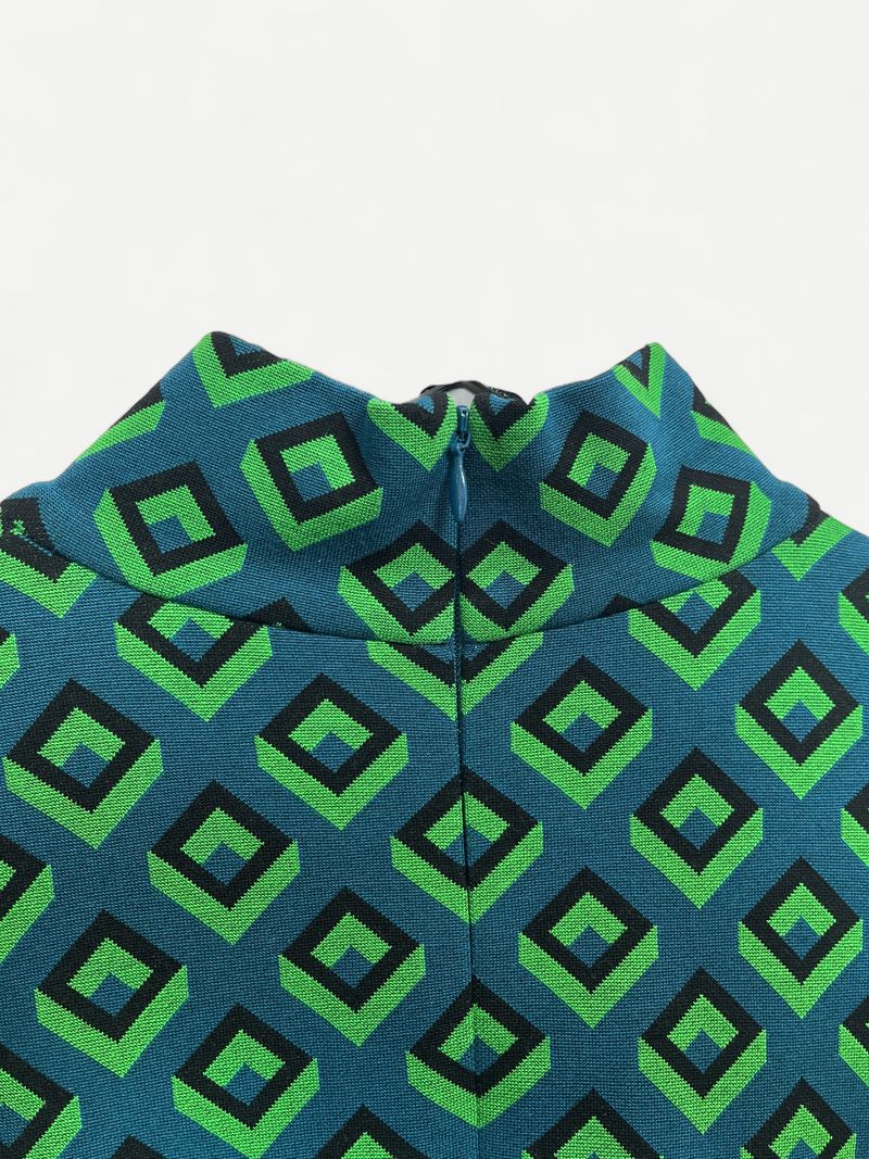 Blue & Green Long Sleeve Top