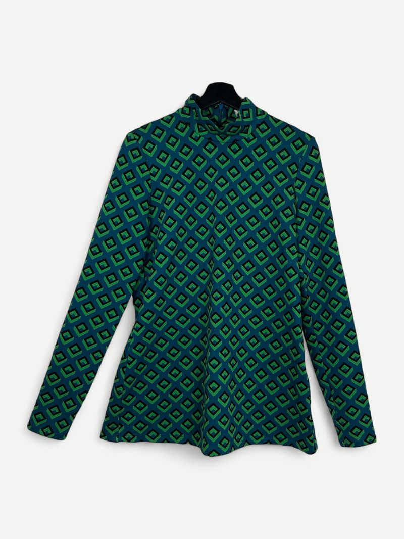 Blå & Grön Långärmad Topp