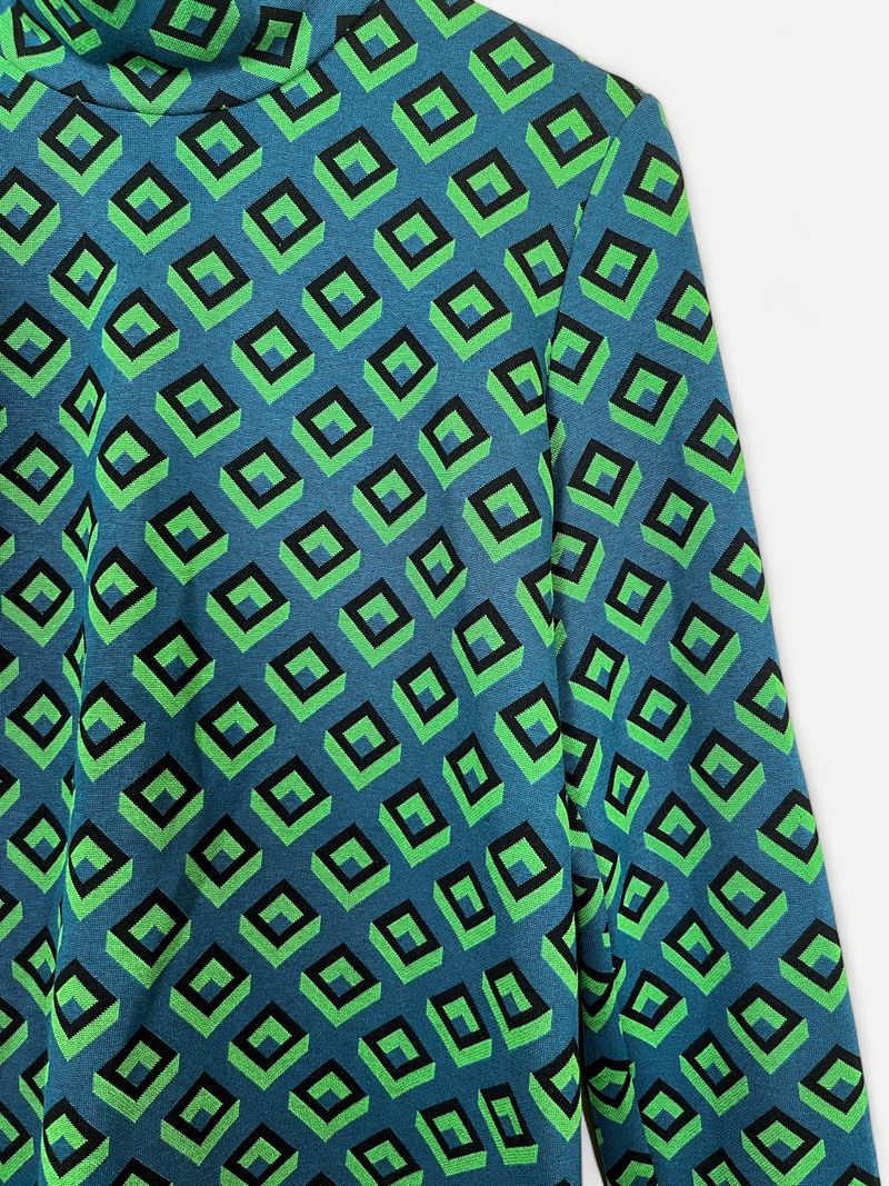 Blå & Grön Långärmad Topp