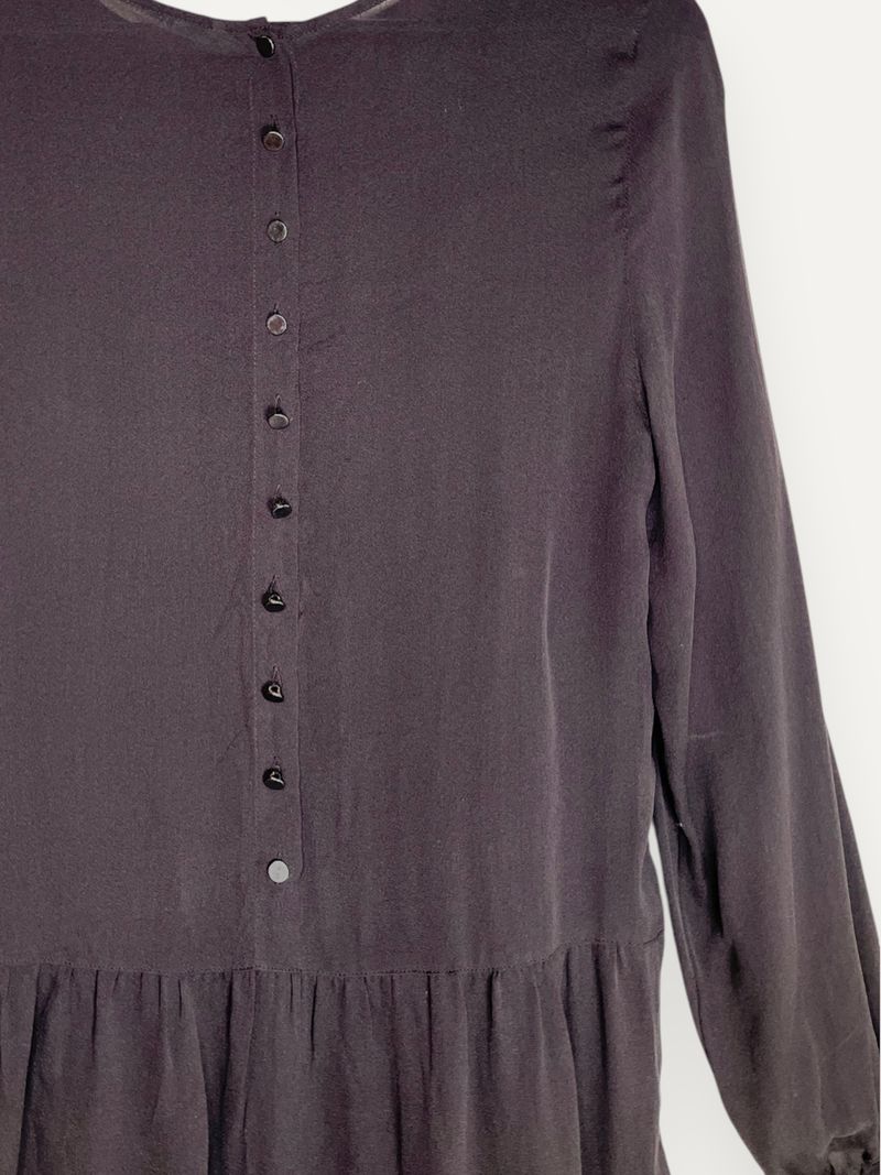 Brown Silk Long Sleeve Dress