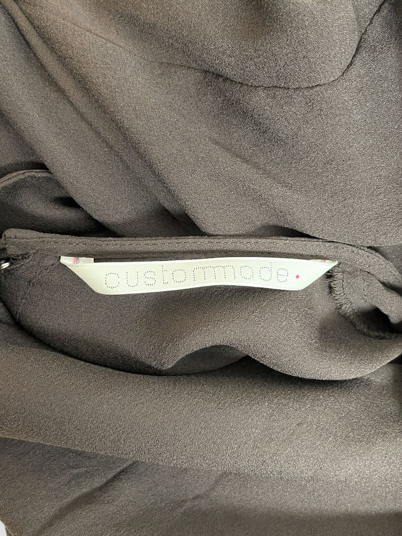 Brown Silk Long Sleeve Dress