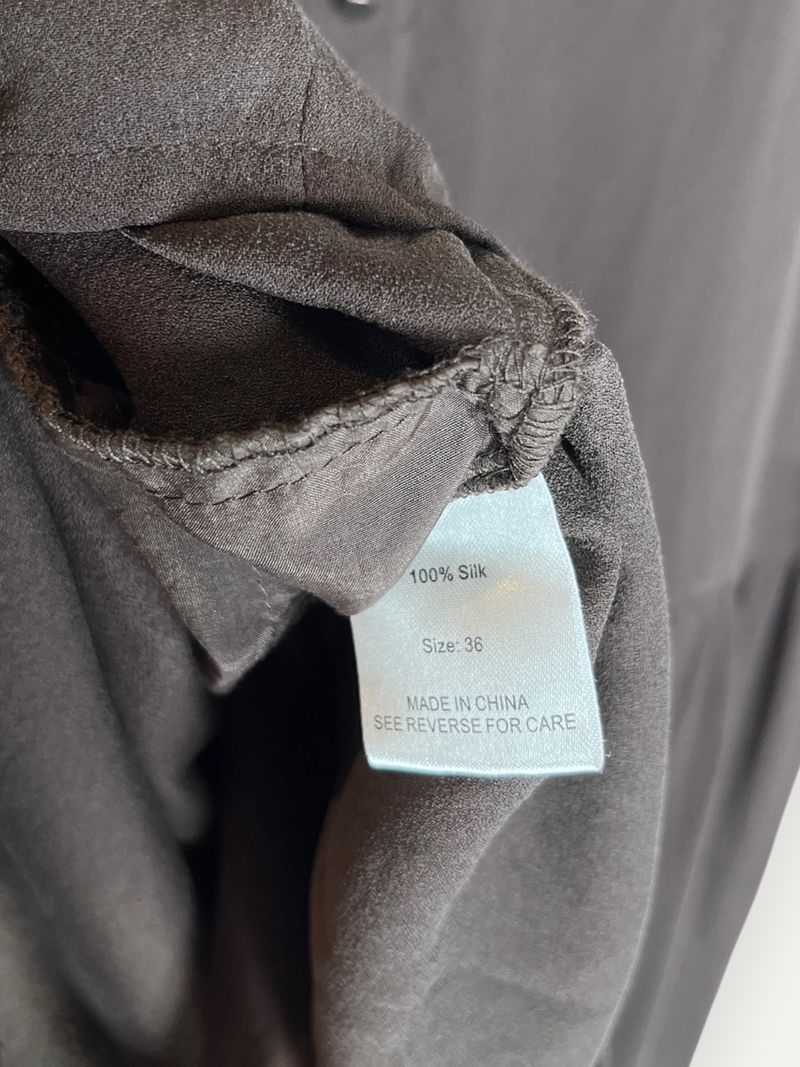 Brown Silk Long Sleeve Dress