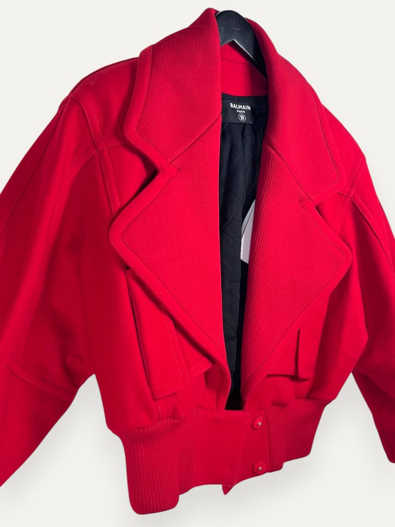 Red Wool Coat With Maxi Lapel