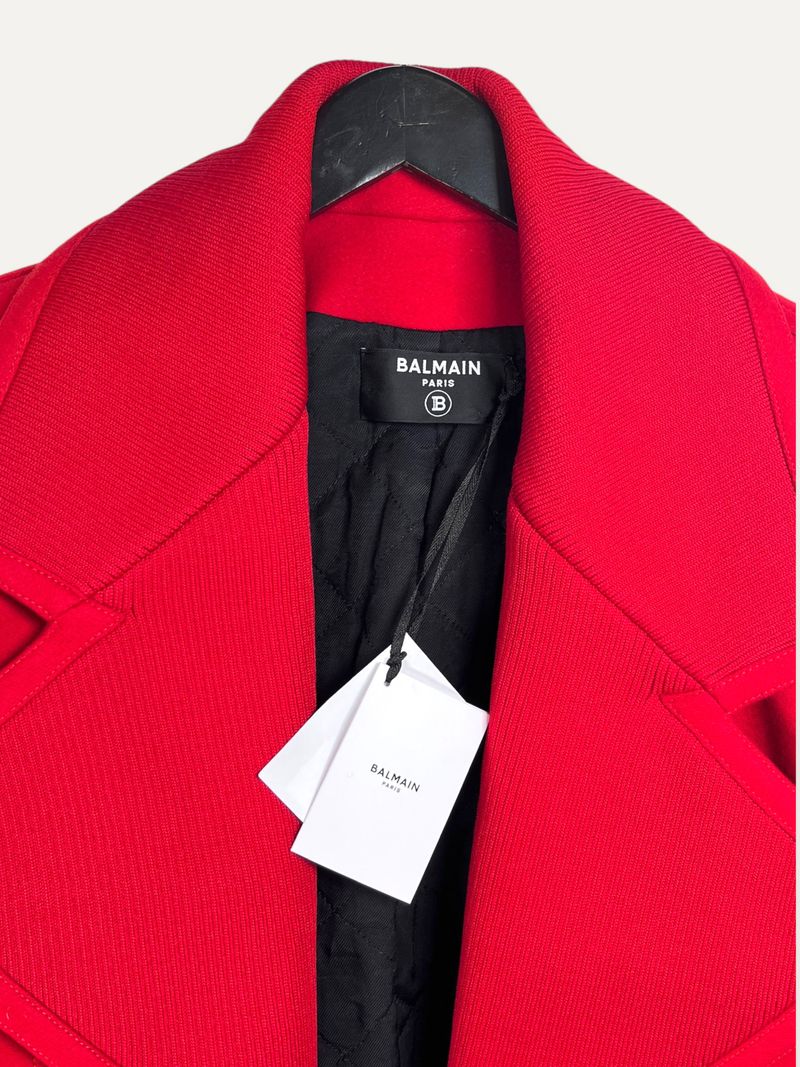 Red Wool Coat With Maxi Lapel