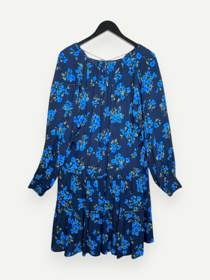 Blue Floral Knee Length Dress