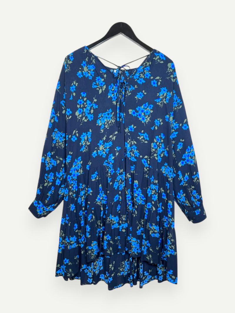 Blue Floral Knee Length Dress