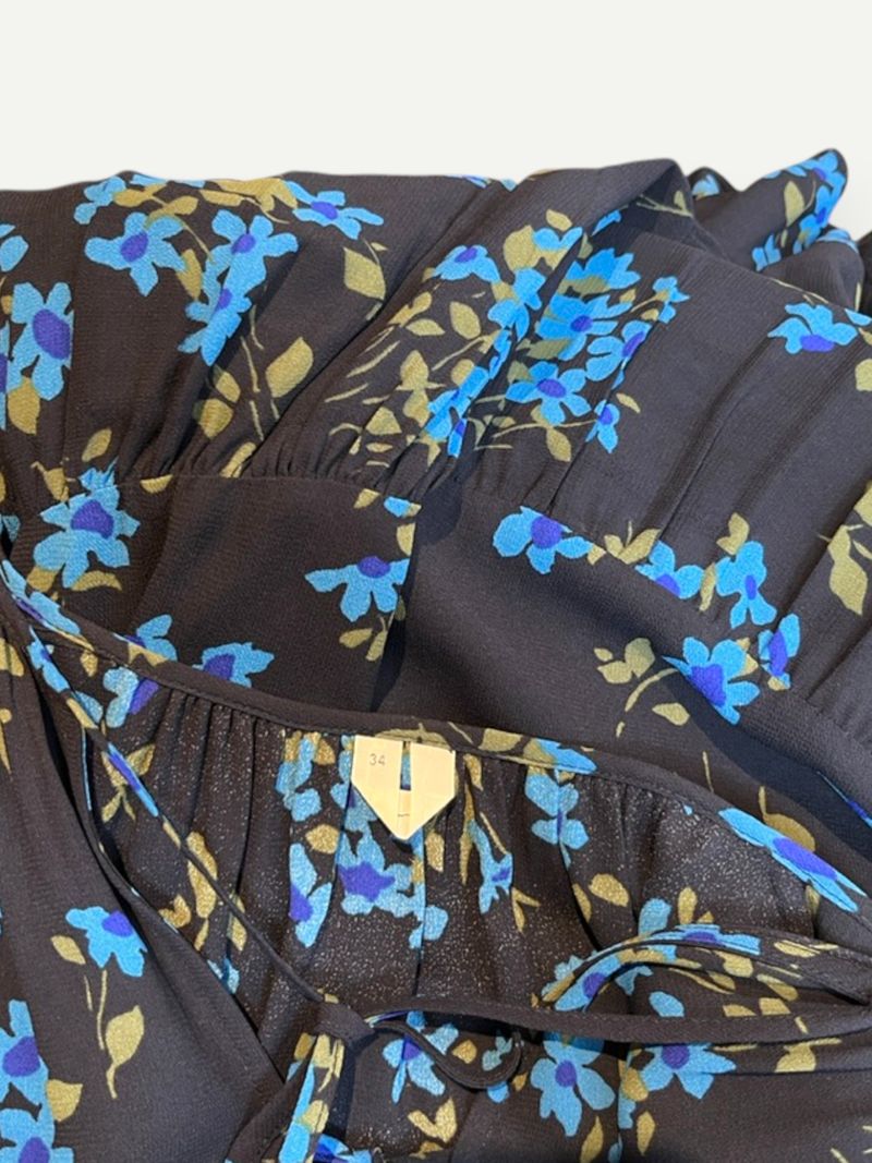 Blue Floral Knee Length Dress