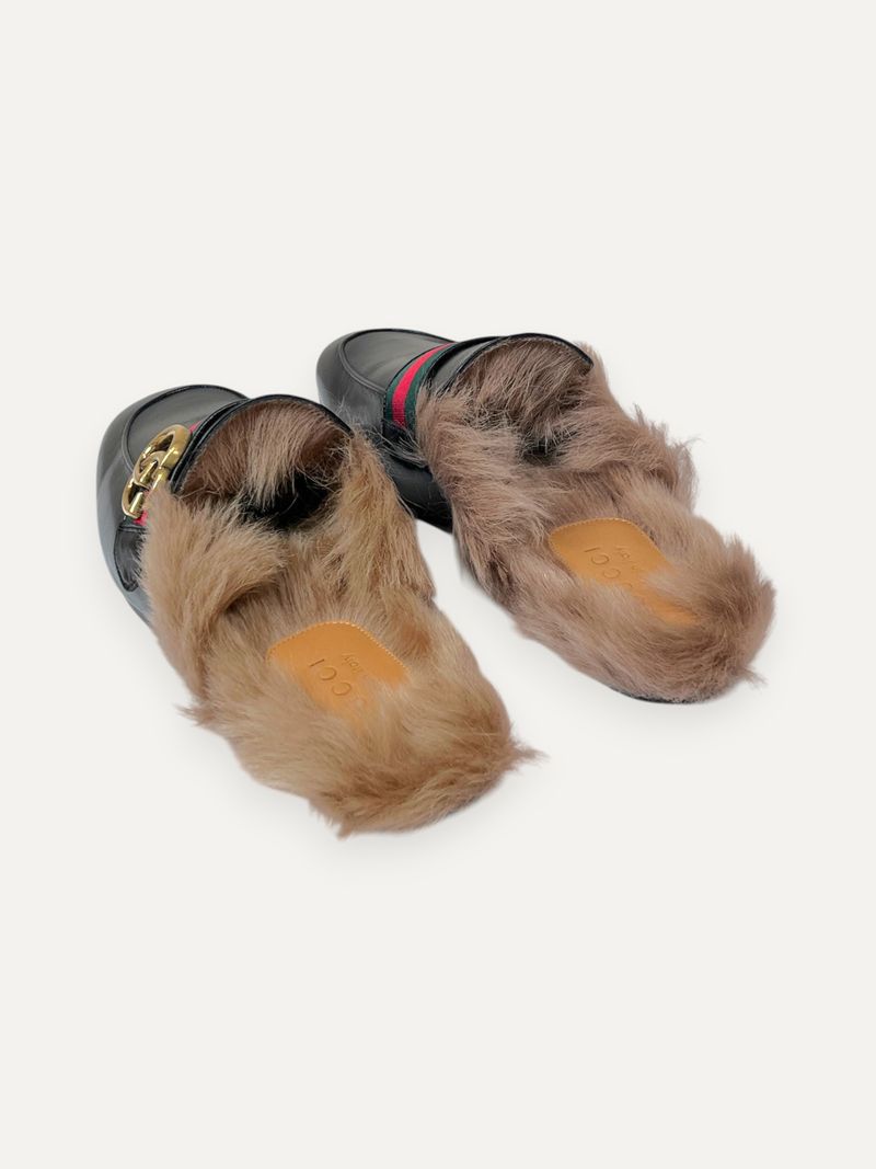 Princetown Black Fur Mules