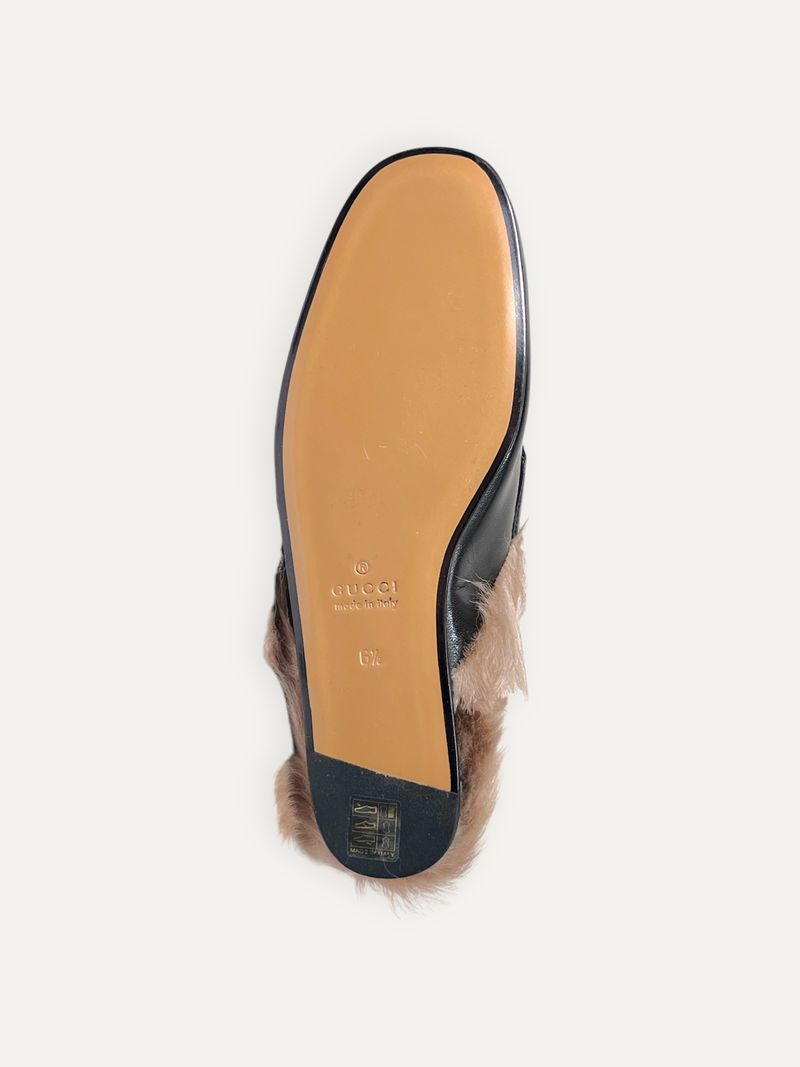 Princetown Black Fur Mules