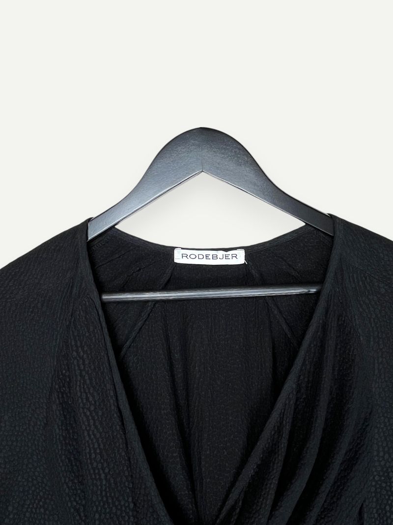 Black Long Sleeve Wrap Top