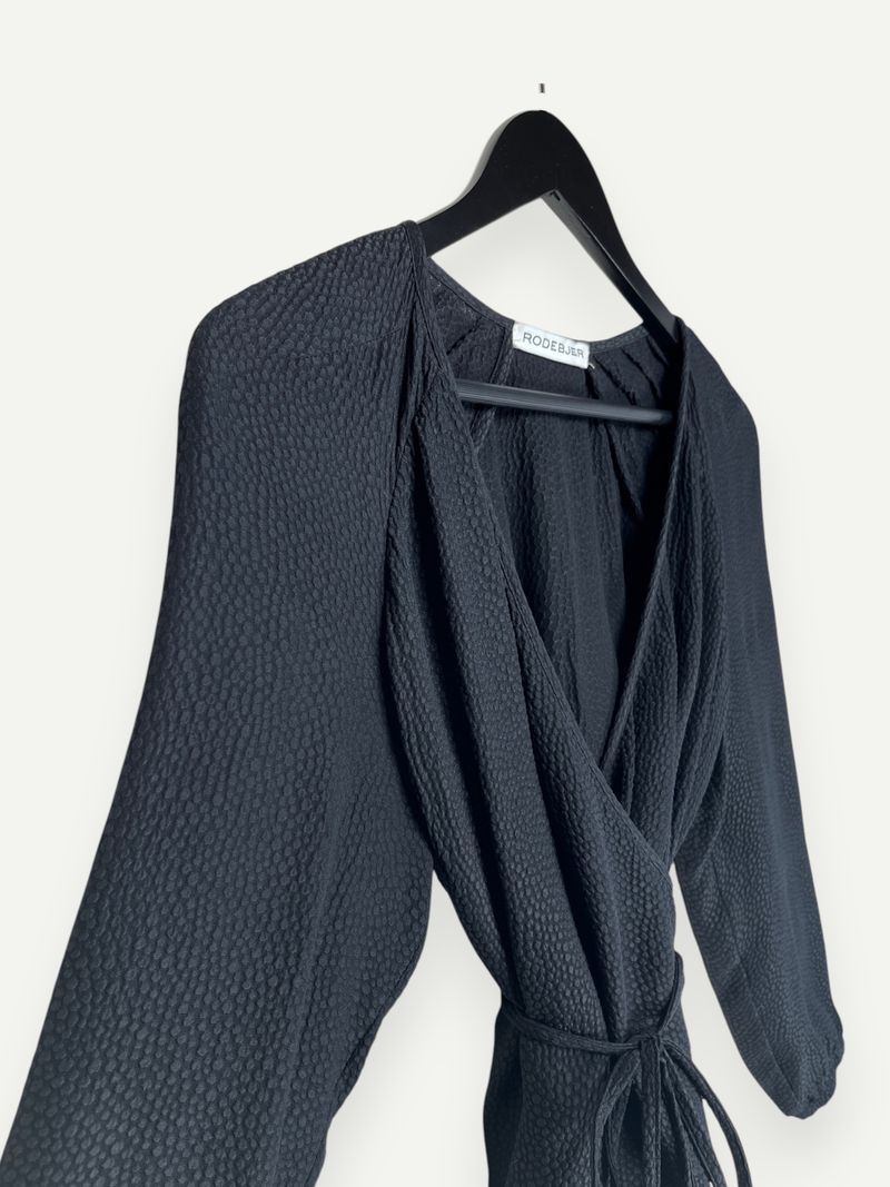 Black Long Sleeve Wrap Top