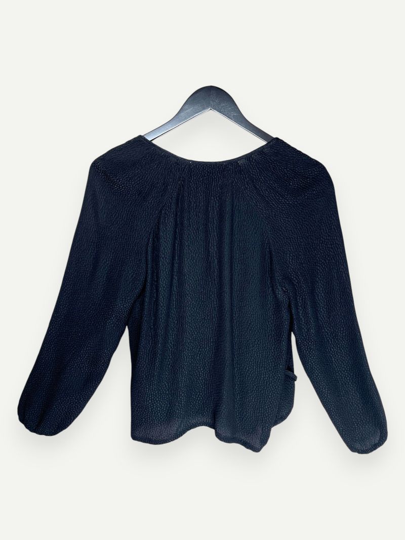Black Long Sleeve Wrap Top