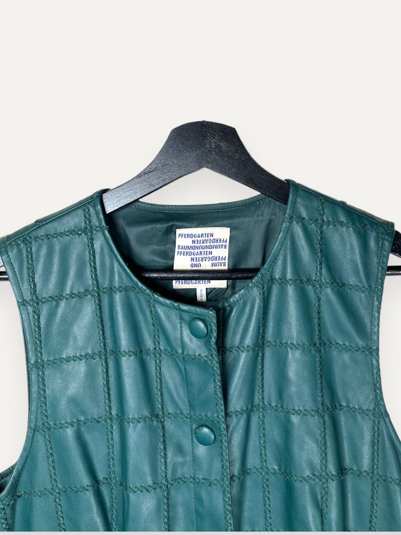 Teal Sleeveless Leather Dress