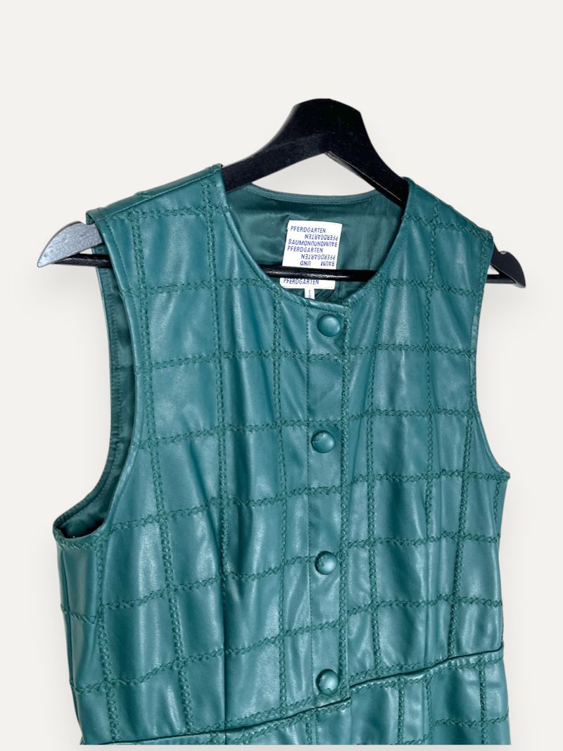 Teal Sleeveless Leather Dress