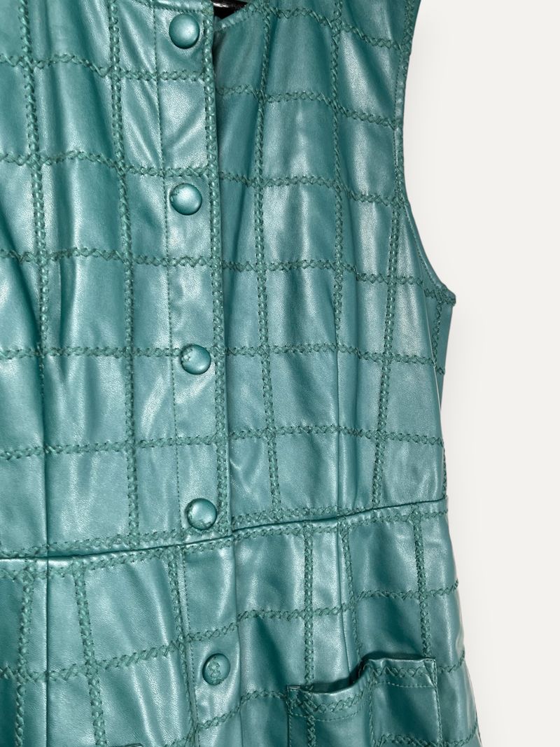 Teal Sleeveless Leather Dress