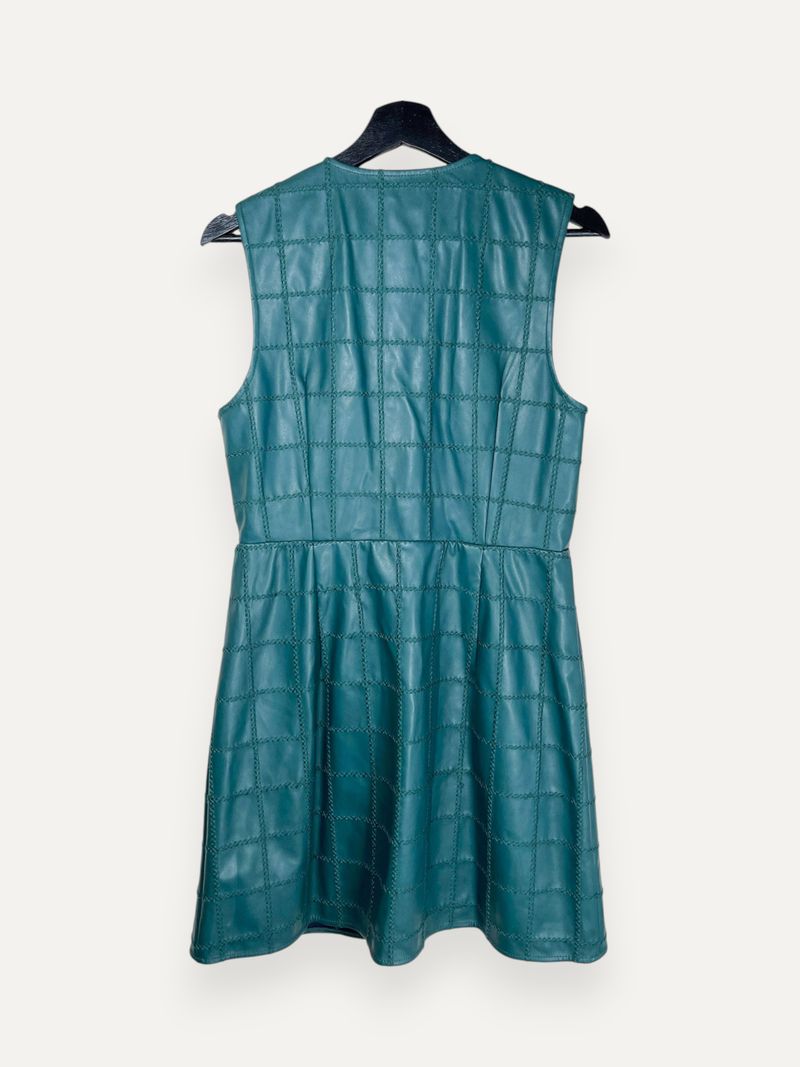 Teal Sleeveless Leather Dress