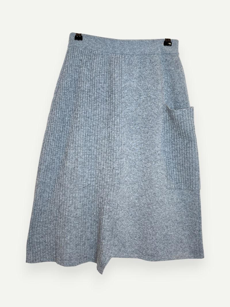 Grey Wool Knee Length Skirt