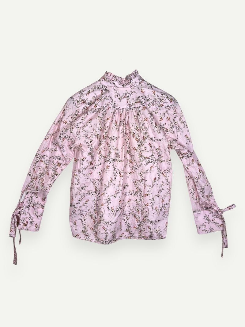 Pink Floral Cotton Blouse