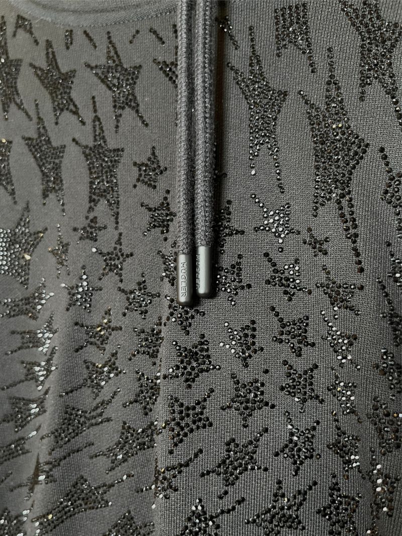 Rhinestone Embellished Black Hoodie