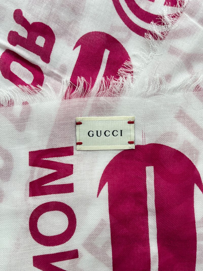 White & Pink Silk Scarf