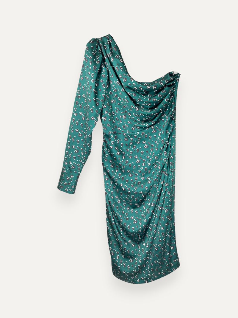 Green Animal Print Off-Shoulder Dress