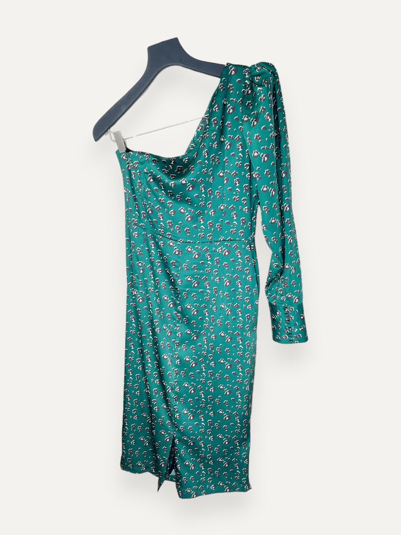 Green Animal Print Off-Shoulder Dress