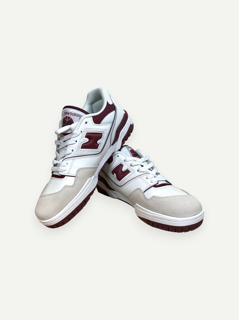 550 White & Red Low Top Sneakers