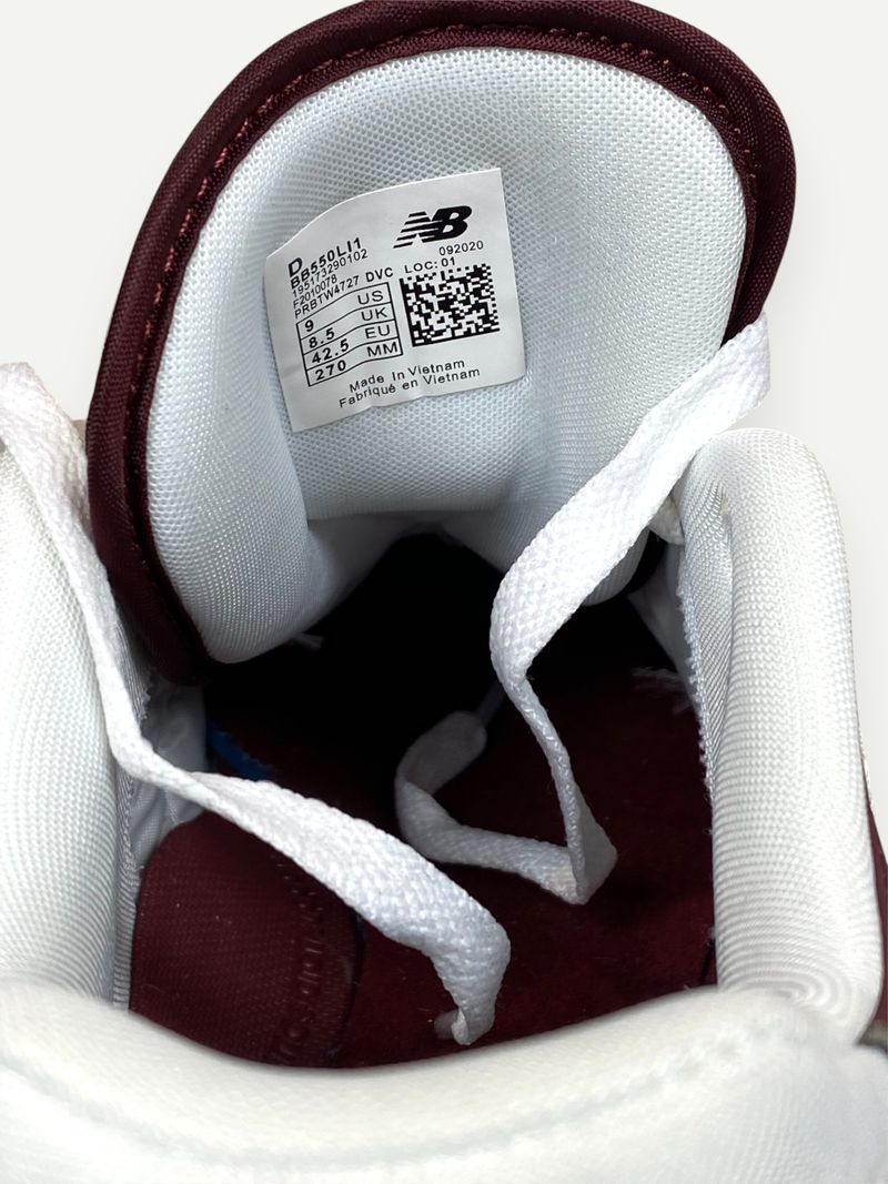 550 White & Red Low Top Sneakers