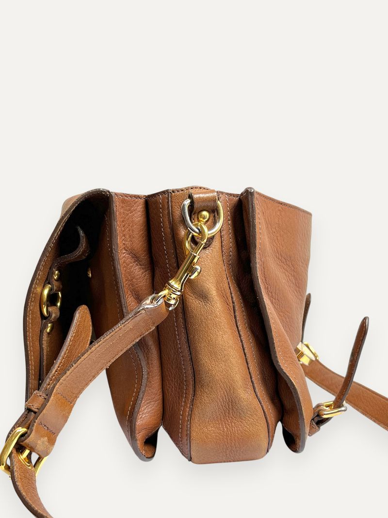 Brown Tote Shoulder Bag With Flap