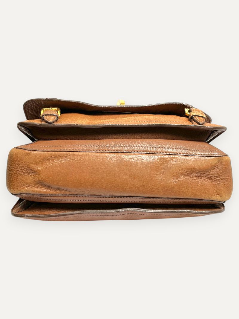 Brown Tote Shoulder Bag With Flap