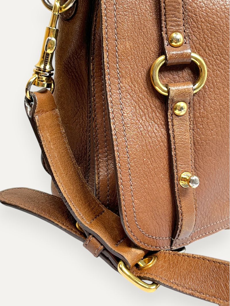 Brown Tote Shoulder Bag With Flap