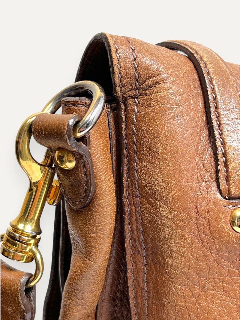 Brown Tote Shoulder Bag With Flap