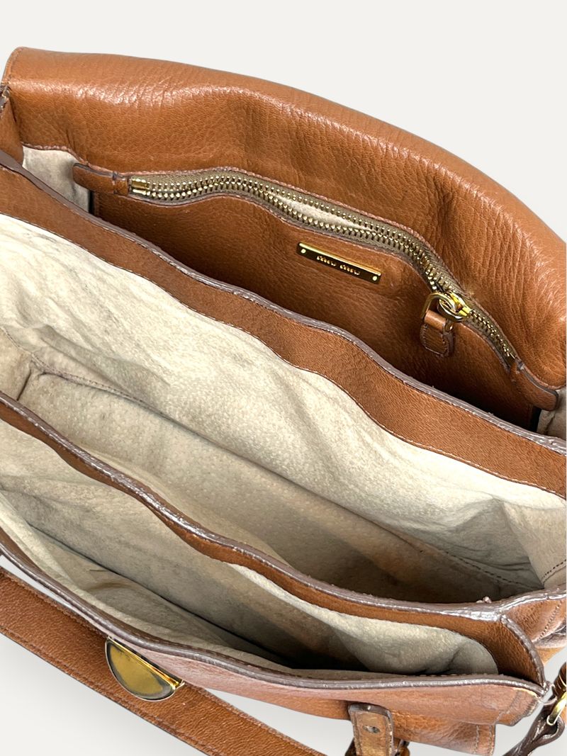 Brown Tote Shoulder Bag With Flap