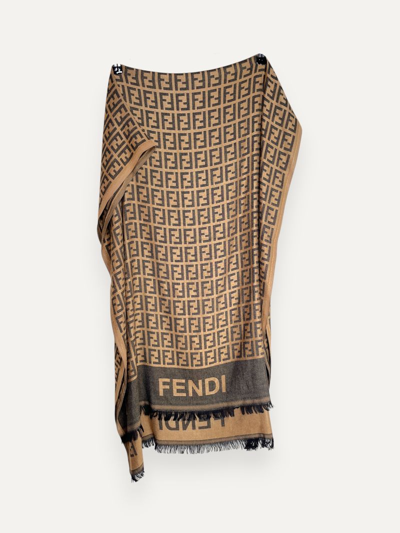 Monogram Brown Wool Scarf