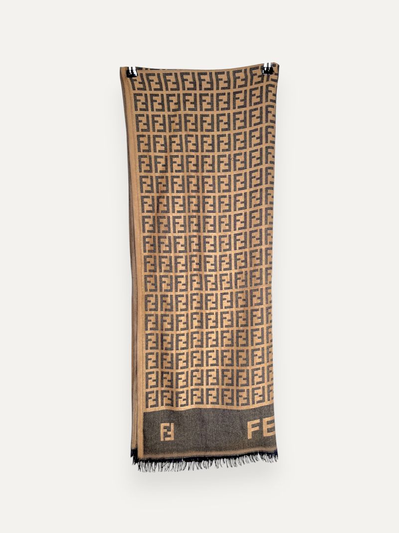 Monogram Brown Wool Scarf