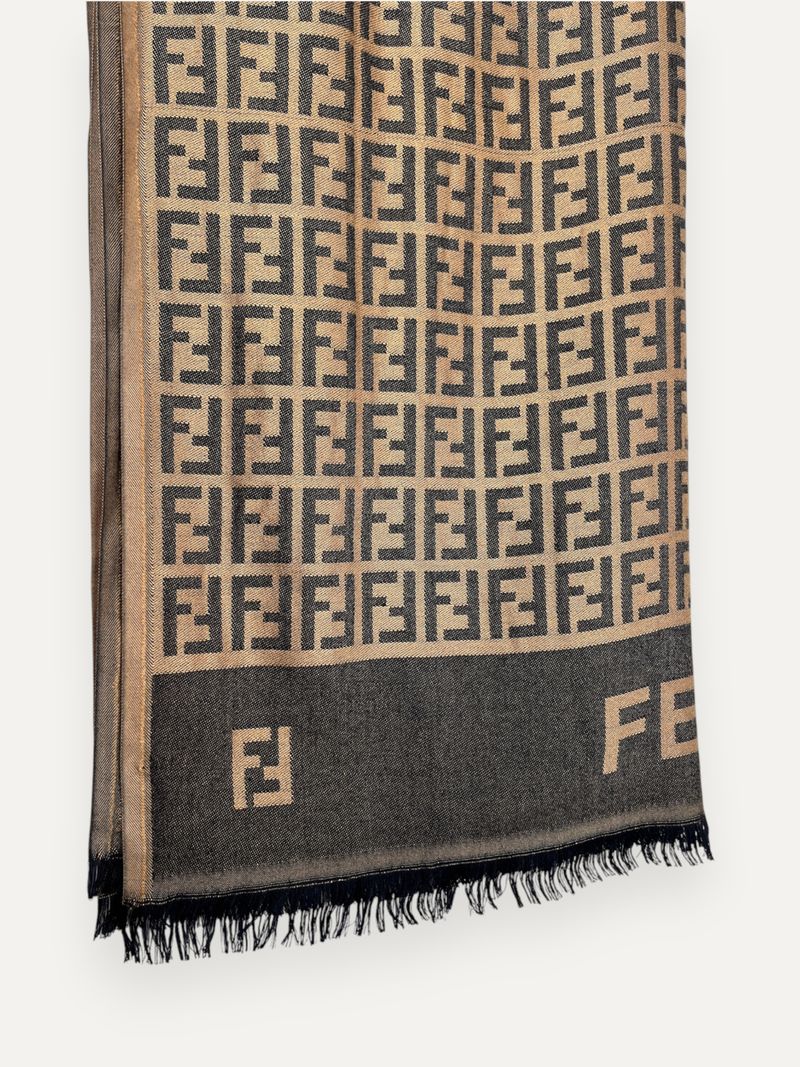 Monogram Brown Wool Scarf