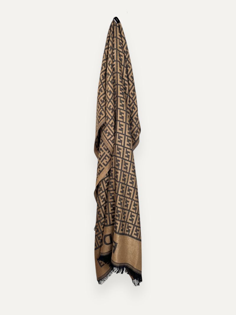 Monogram Brown Wool Scarf