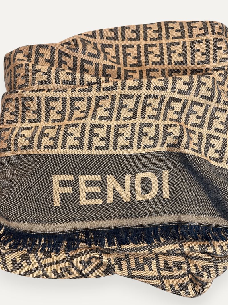 Monogram Brown Wool Scarf