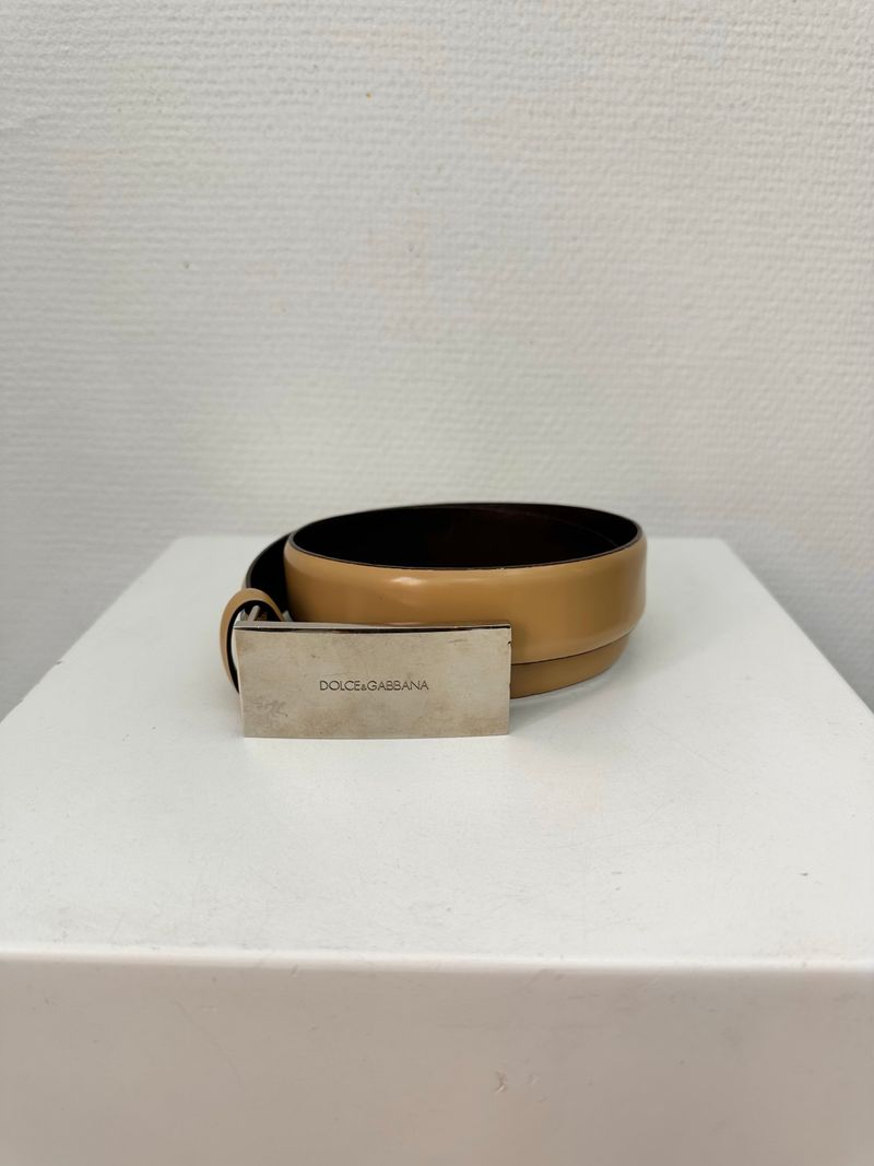 Beige Leather Belt