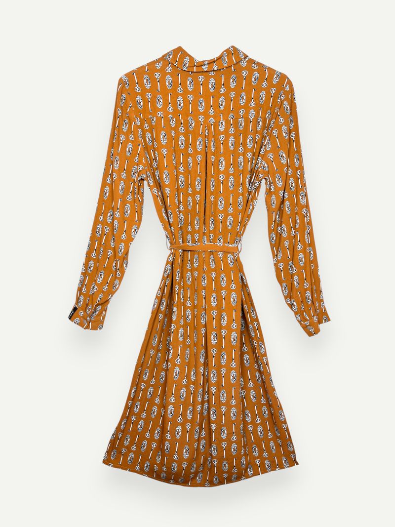 Patterned Orange Shirt Dress