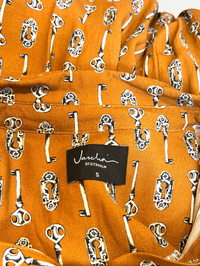 Patterned Orange Shirt Dress