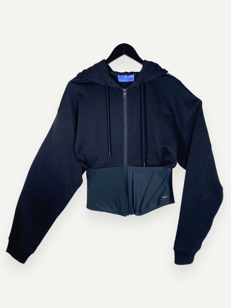 Corset-Waist Zip Hoodie