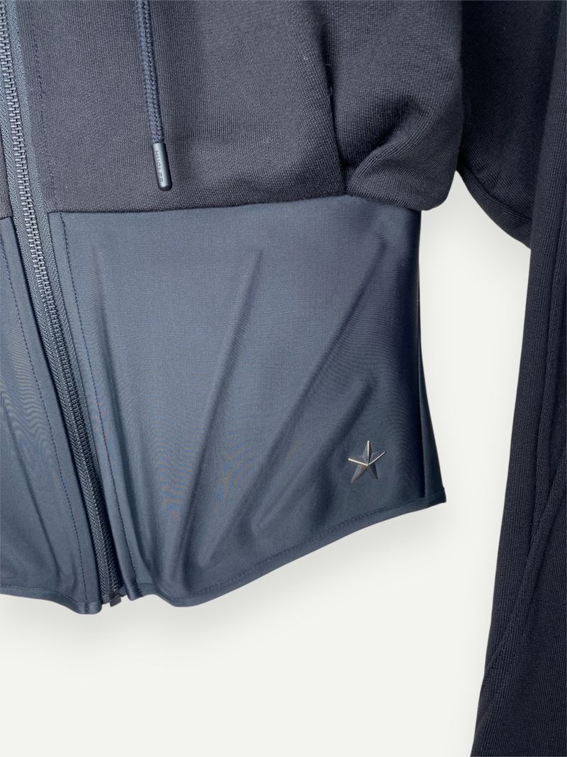 Corset-Waist Zip Hoodie