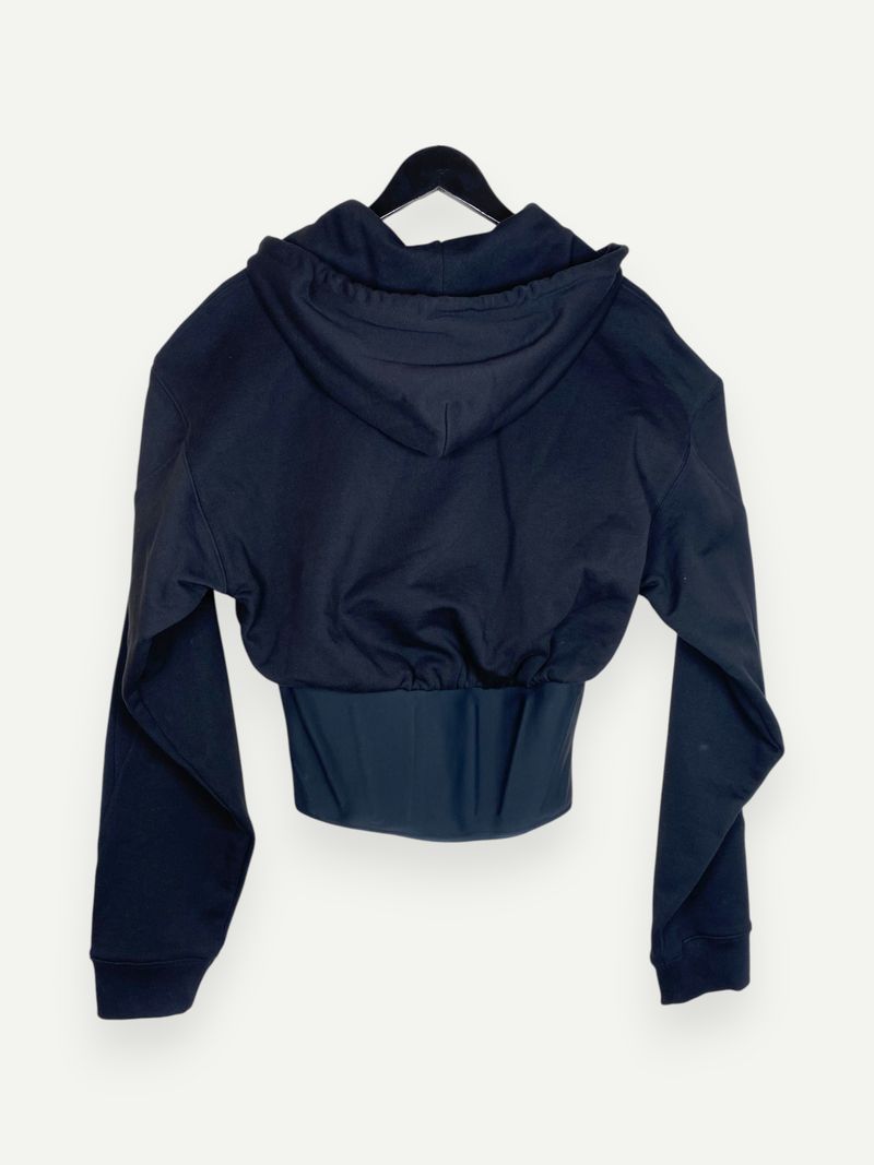 Corset-Waist Zip Hoodie