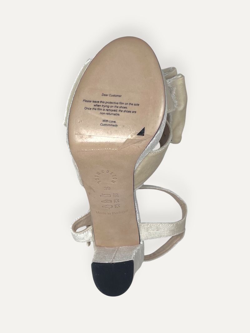 Cream White Velvet High Heels