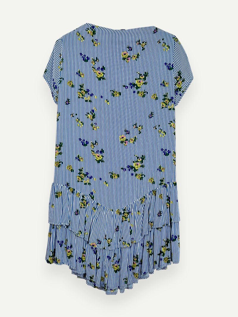 Blue & White Striped Floral Dress